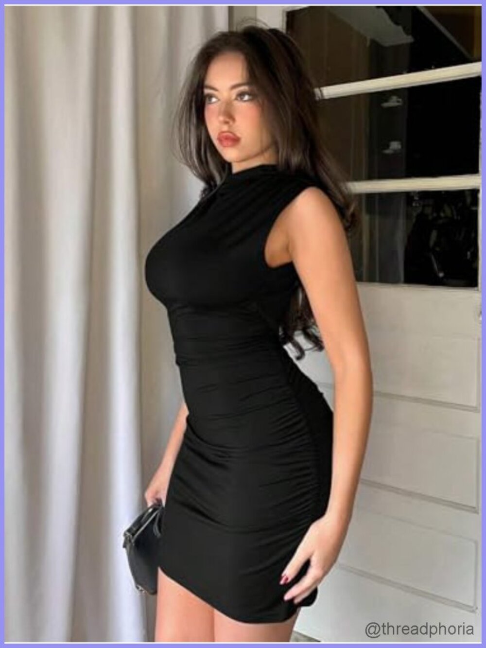 Women Ruched Bodycon Mini Dress Sleeveless Party Club Night Out - Picture 4 of 5